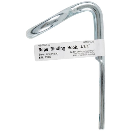 Hampton Hampton Small Zinc-Plated Silver Steel 4.125 in. L Rope Binding Hook 150 lb 1 pk 02-3968-501
